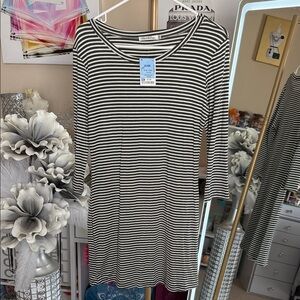 Heart & Hips Black and White Striped Midi Dress